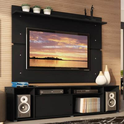 Rack Madesa Cancun e Painel para TV até 65 Polegadas - Preto Cor:Preto