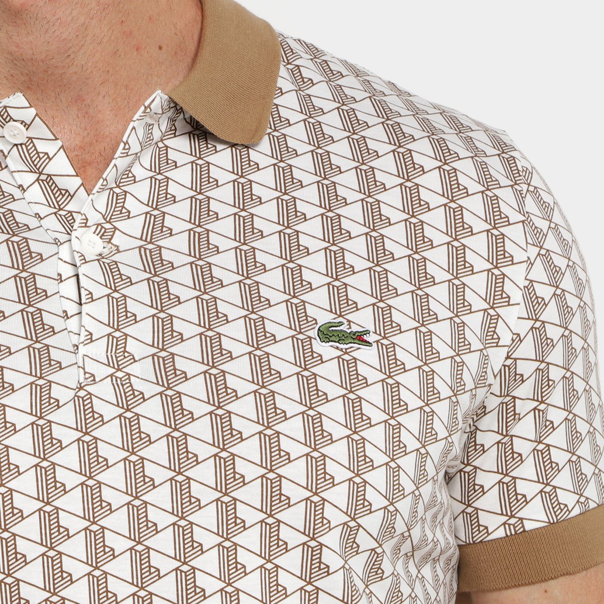 Miniatura Camisa Polo Lacoste Holiday Icons Monograma Masculino Marrom - EGG