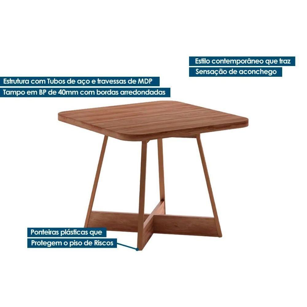 Miniatura Sala De Jantar átria 1593 Aço Com Tampo Madeirado 90x90cm E 4 Cadeiras 1736 Pretonogal Preto Preto Carraro