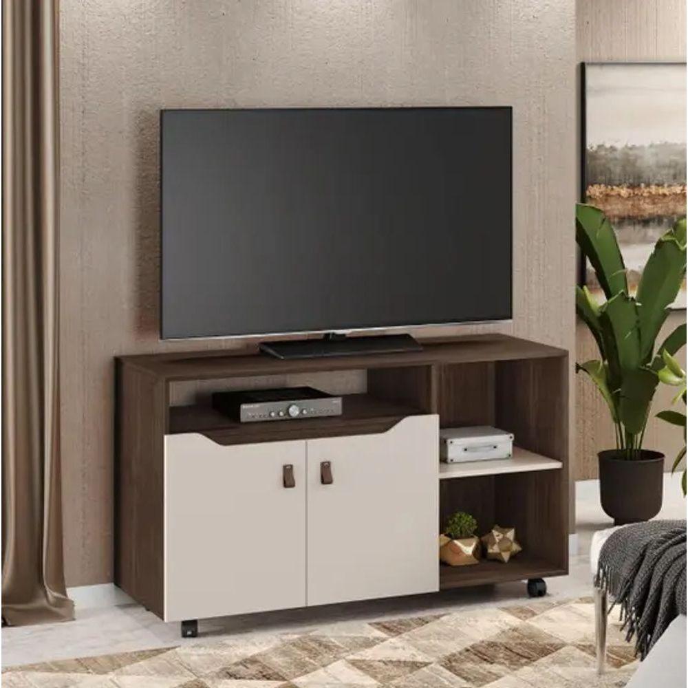 Miniatura Rack Seleto Para Tv Até 49" Jcm Movelaria - Café Soft/off