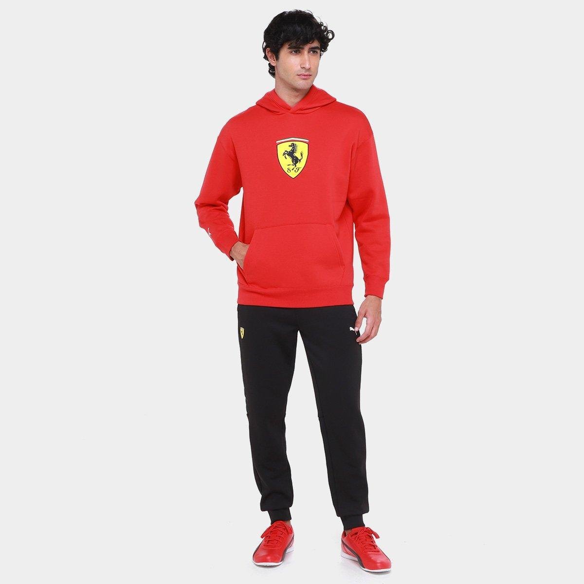 Miniatura Moletom Com Capuz Puma Ferrari Race Big Shield Masculino Vermelho - EGG