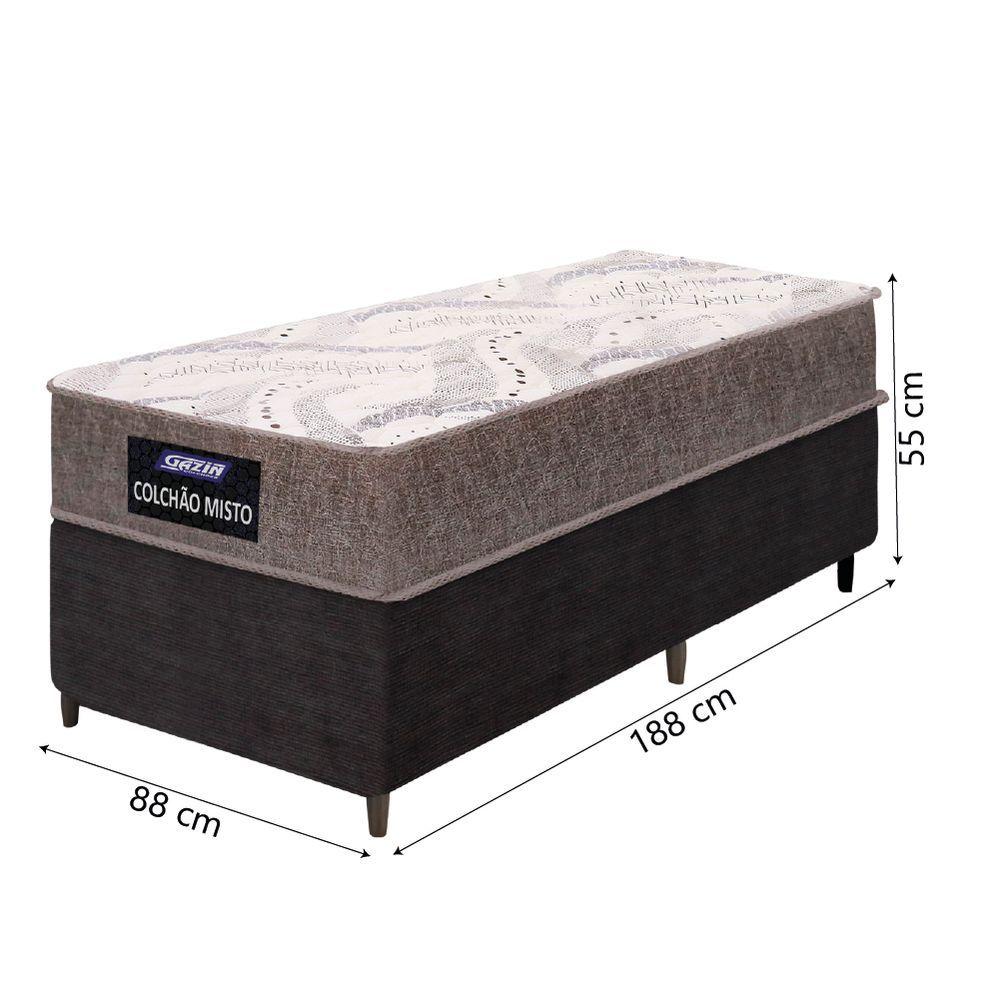 Miniatura Cama Box Solteiro Gazin Colchão Com Espuma 88x188x55cm Camboriu suporta Até 120 Kg Por Pessoa Marrom