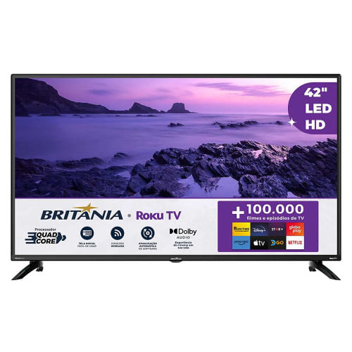 Miniatura Smart TV 42 Polegadas Britânia BTV42G6FR2CP Full HD LED Roku TV Preto - Bivolt