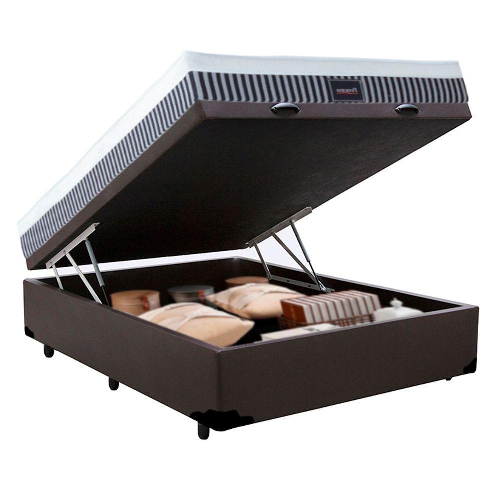 Miniatura Cama Box Baú Viúva Sintético + Colchão Prime Viúva Persona 128x188x77 Cor: Marrom