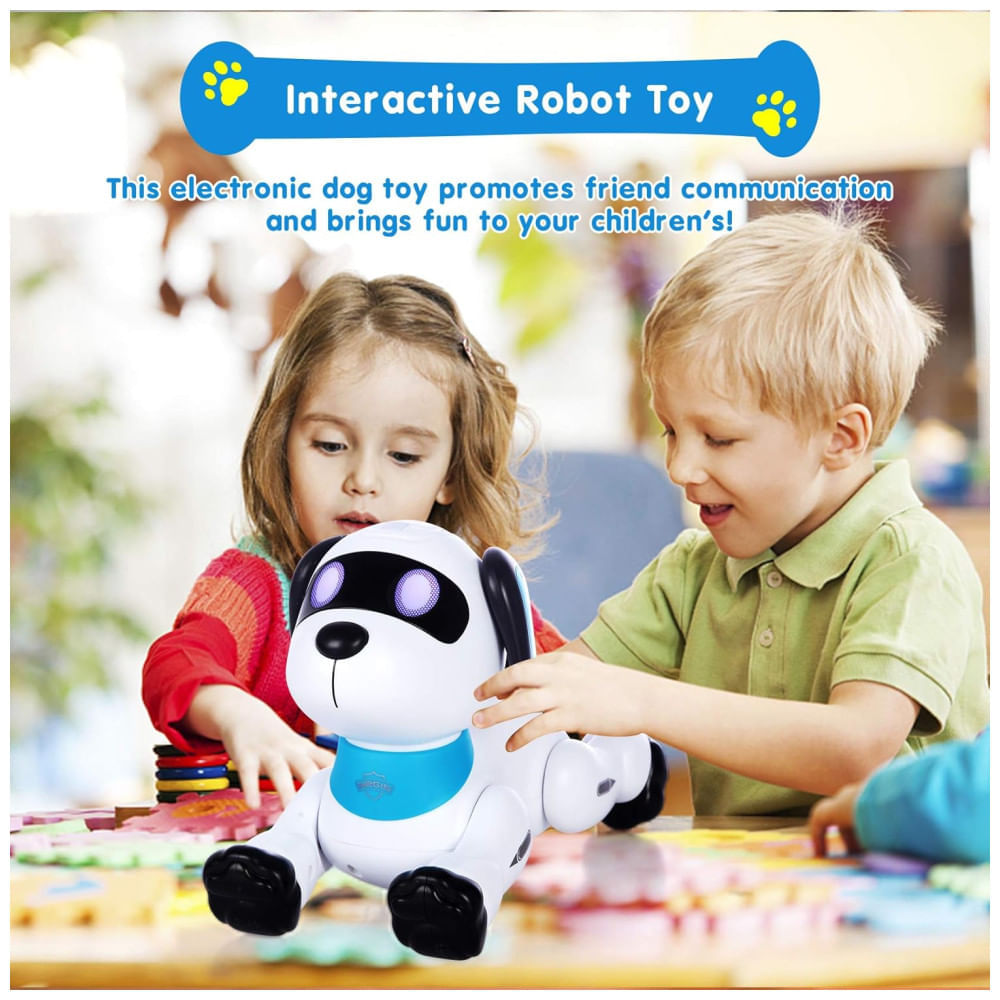 Robô Cachorro Yiman de Controle Remoto,Robô Inteligente Programável para Crianças 3+, Dança Interativa, Som, LED nos Olhos, Brinquedo Eletrônico.