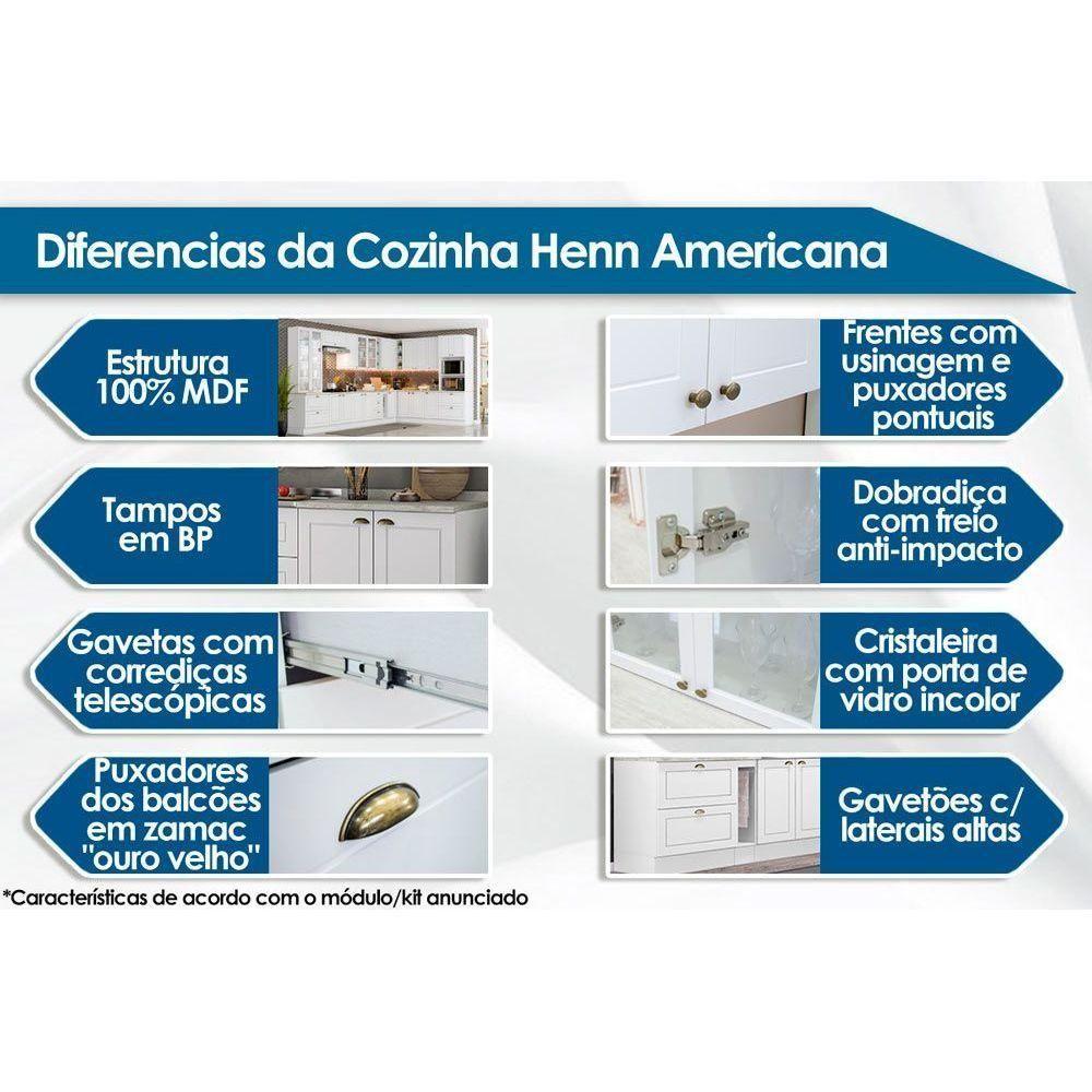 Miniatura Cristaleira De Cozinha Americana C/ 2 Portas (2 C/vidro) C/ 2 Gavetas 71,5cm Branco - Henn