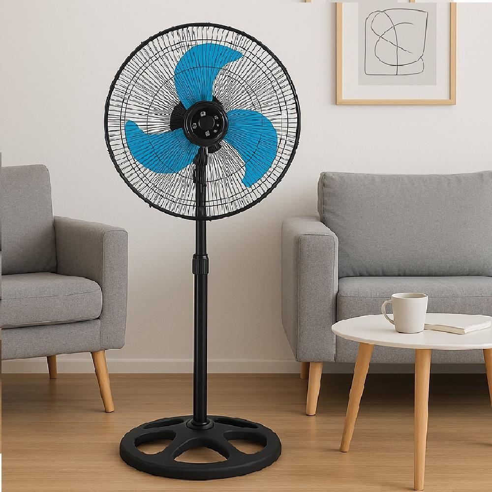 Ventilador De Chão Coluna Silencioso Com Hélice E Grade Em Metal, 3 Velocidades E Altura Ajus