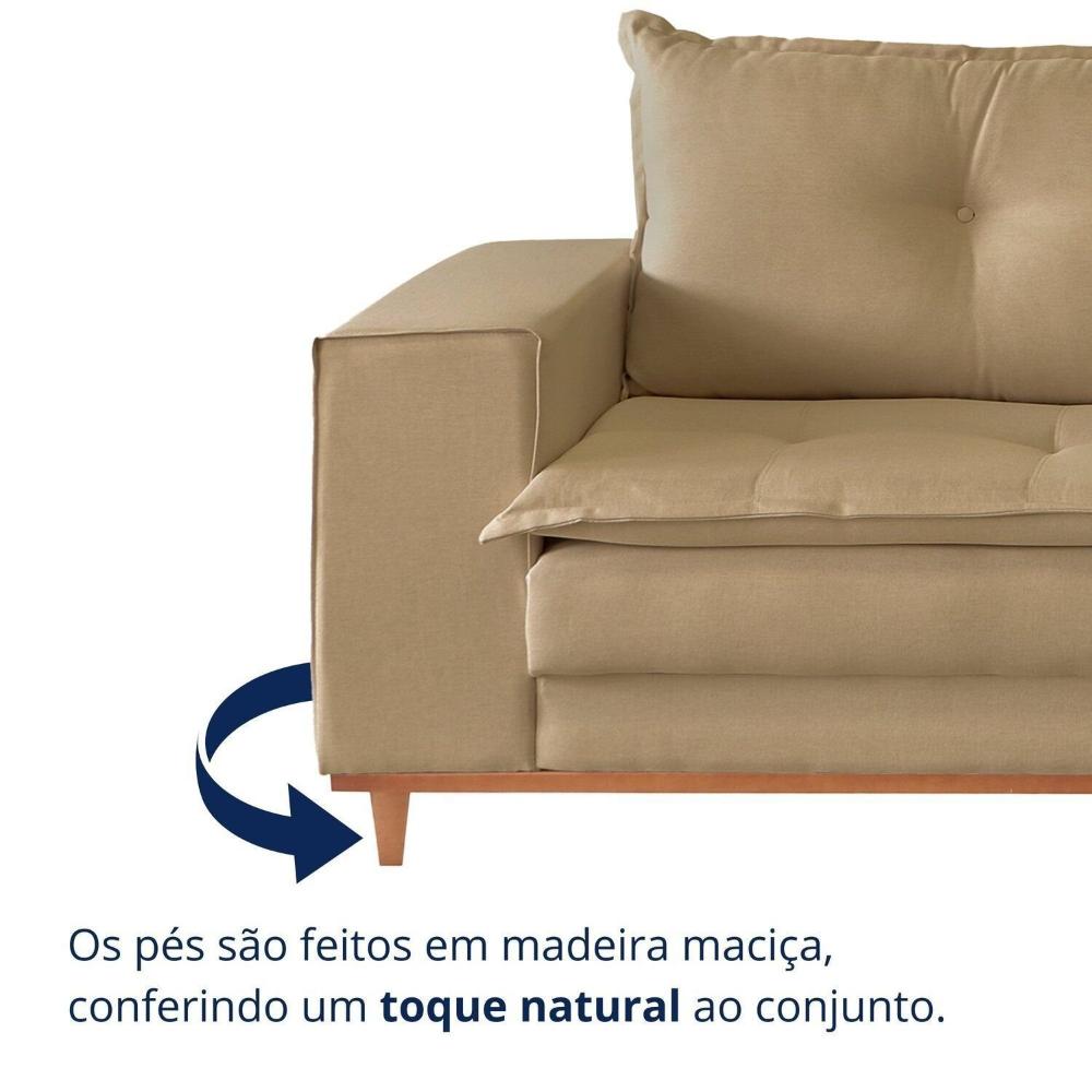 Sofá 4 Lugares 220cmx 92cm X 81cm Caparaó Bege