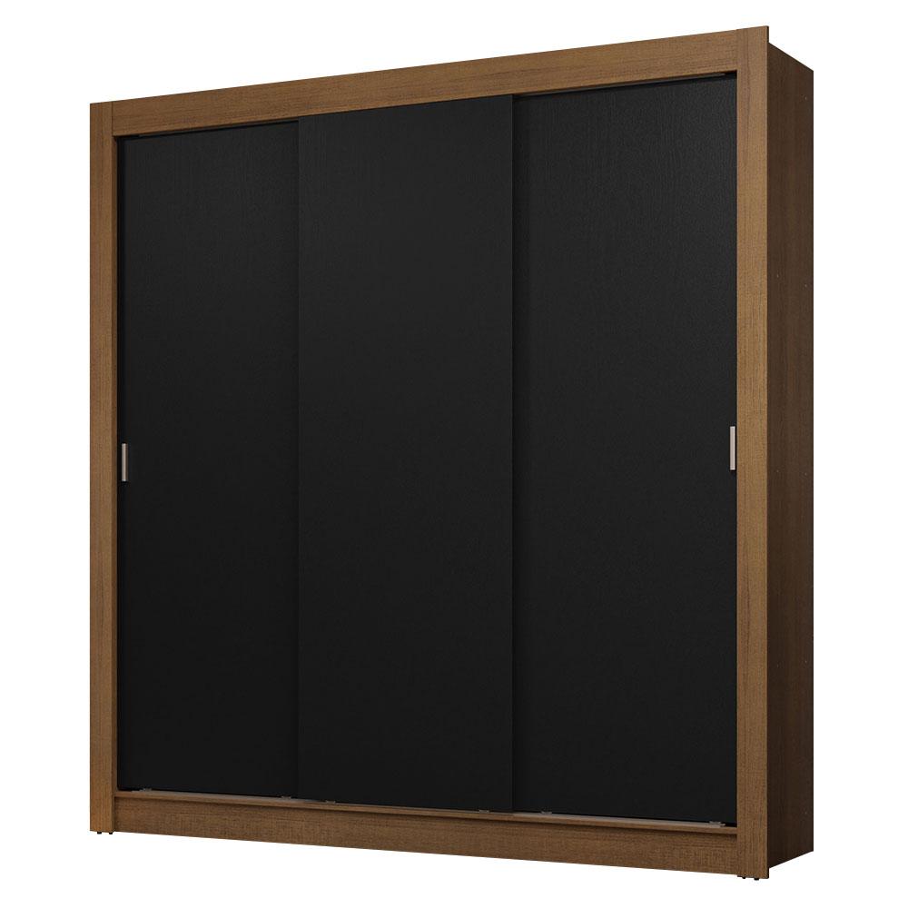 Miniatura Guarda-Roupa Casal 3 Portas de Correr Rustic/Preto Sublime Madesa Rustic/Preto