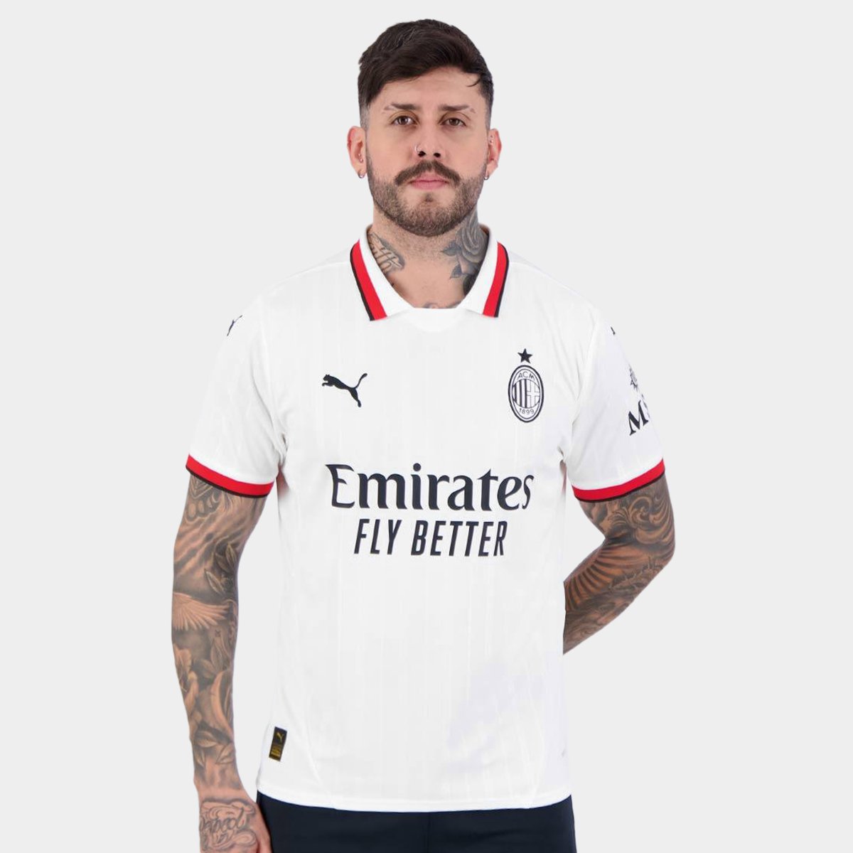 Miniatura Camisa Milan Away 24/25 s/nº Torcedor Puma Masculina Branco - EGG