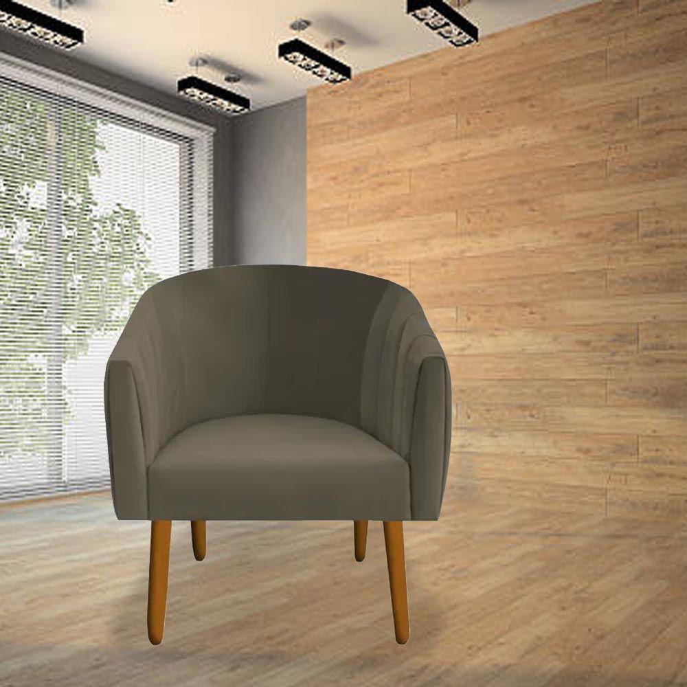 Poltrona Julia Decoração Salão Cadeira Escritório Recepção Estar Amamentação Suede Marrom Rato D'classe Decor