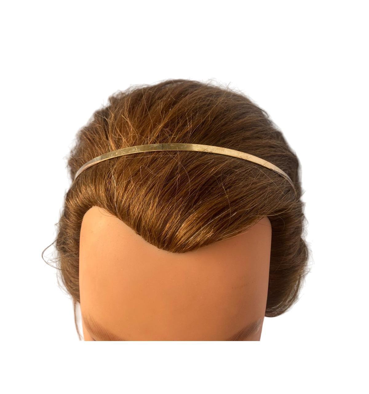 Miniatura Acessório De Cabelo Tiara Arco Metal Dourado Liso 14Cm