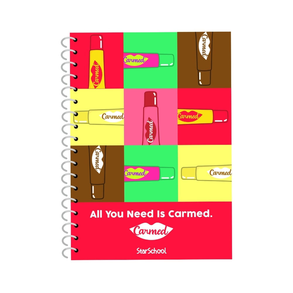 Miniatura Caderno Carmed Capa Dura 10 Matérias 160 Folhas Sortido + Bolsa Plástico