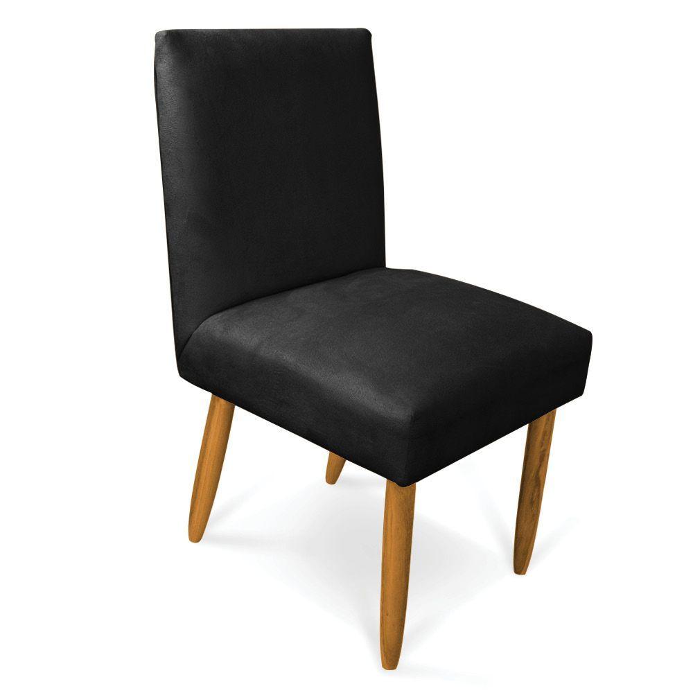 Miniatura Cadeira De Jantar Carol Suede Preto Pés Palito Castanho - D'rossi