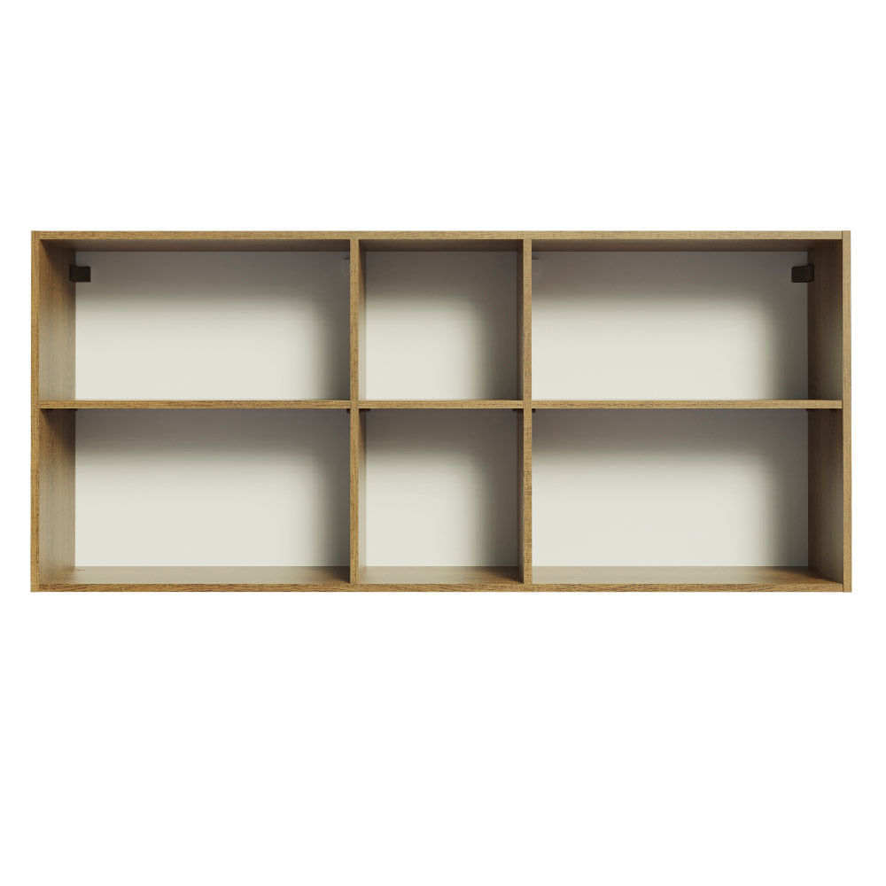 Miniatura Armário Aéreo Madesa Agata 150 cm 2 Portas e 2 Nichos Rustic/Cinza Cor:Rustic Cinza