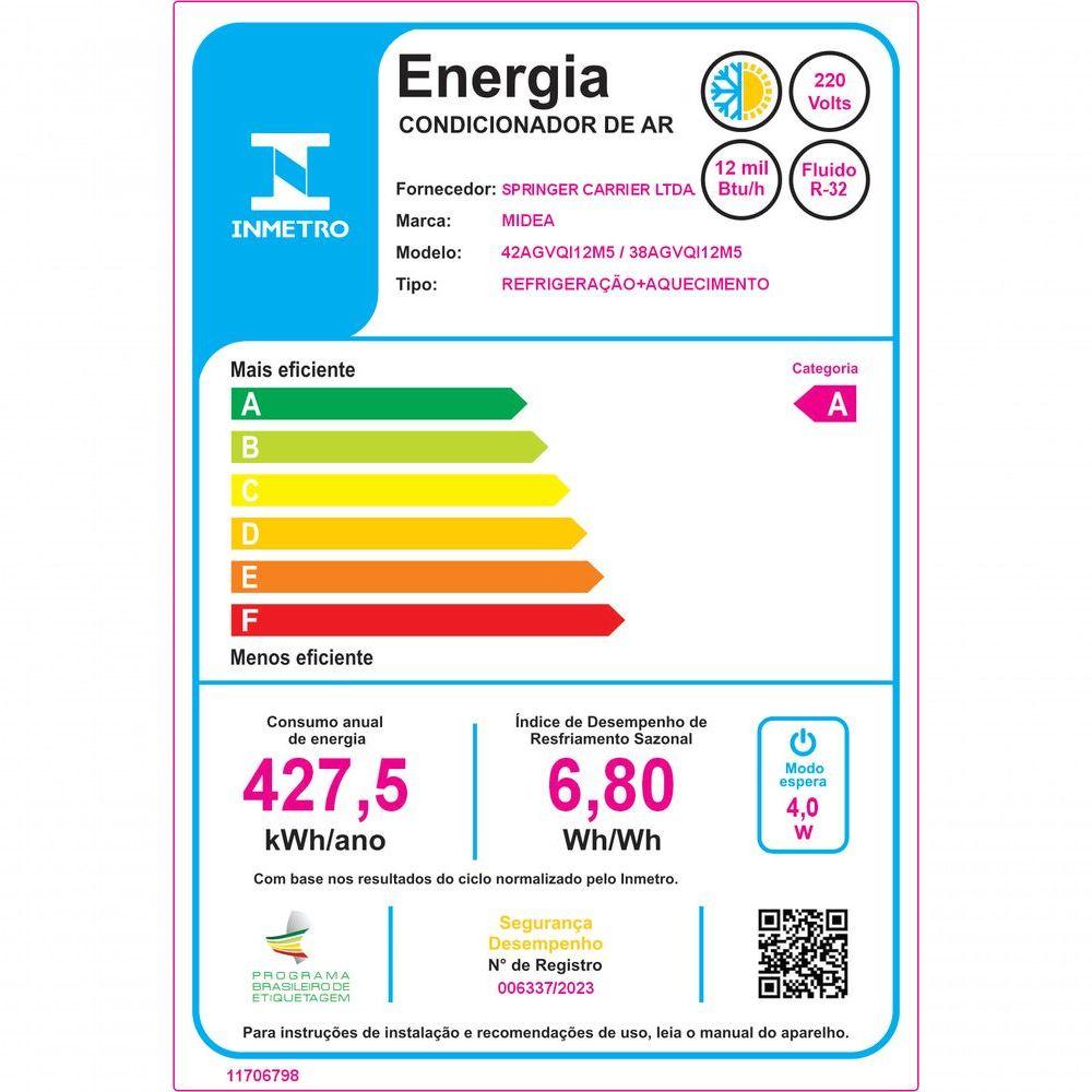 Miniatura Ar Condicionado Inverter Midea Connect 12000 BTU Quente/Frio