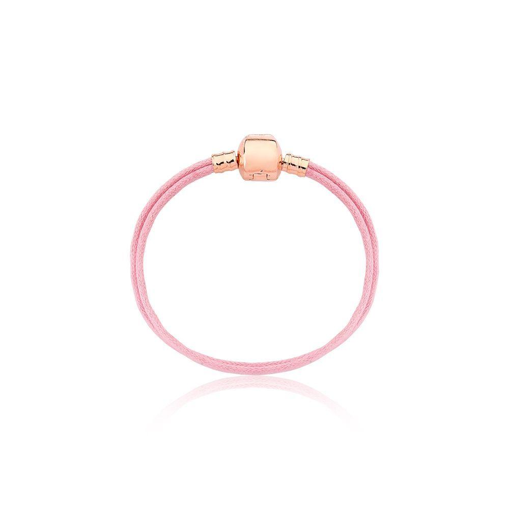 Miniatura Pulseira Infantil Cord Pink Revestida Em Ouro Rose