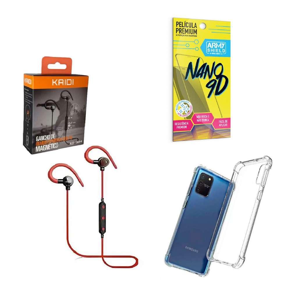 Miniatura Kit Capinha Samsung S10 Lite Fone Bluetooth E Película 9D