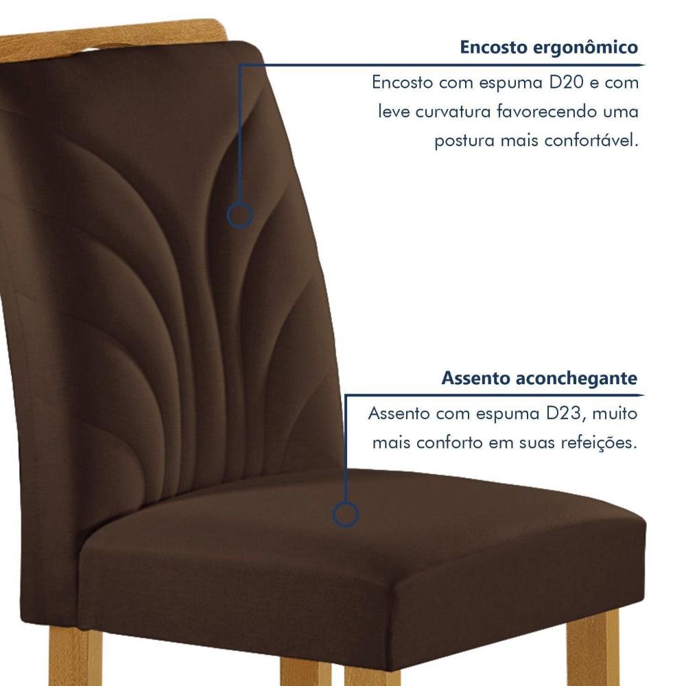 Miniatura Conjunto Mesa Melina 120cmx90cm com 4 Cadeiras Carolina Tampo Smart Plus com Vidro Cinamomo/Off White/Marrom