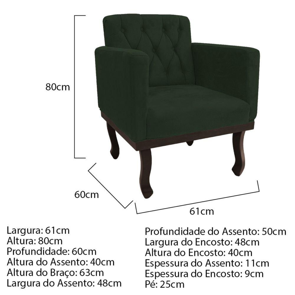 Miniatura Poltrona Decorativa Classic Pés Luiz Xv Linho - Doce Sonho Móveis Cor Verde
