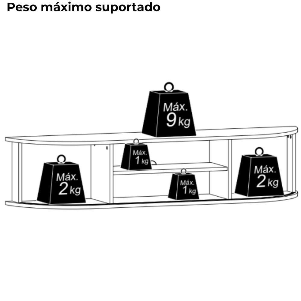 Miniatura Bancada Suspensa 60 Polegadas 2 Portas 136 Cm Modena Madetec Calacata Off White