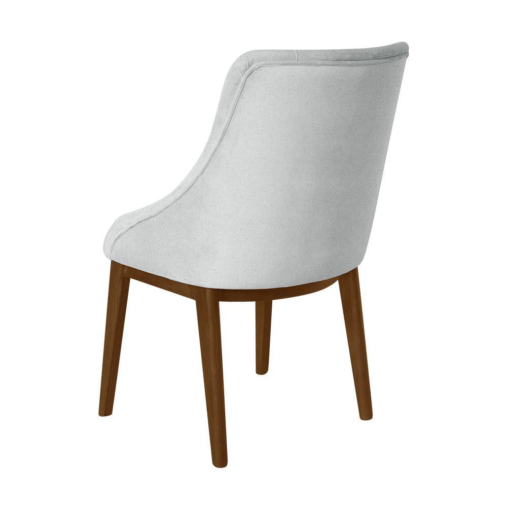 Miniatura Kit 2 Cadeiras De Jantar Elisa Nobre Estofada Capitonê Linho Cinza Base Madeira Maciça Imbuia