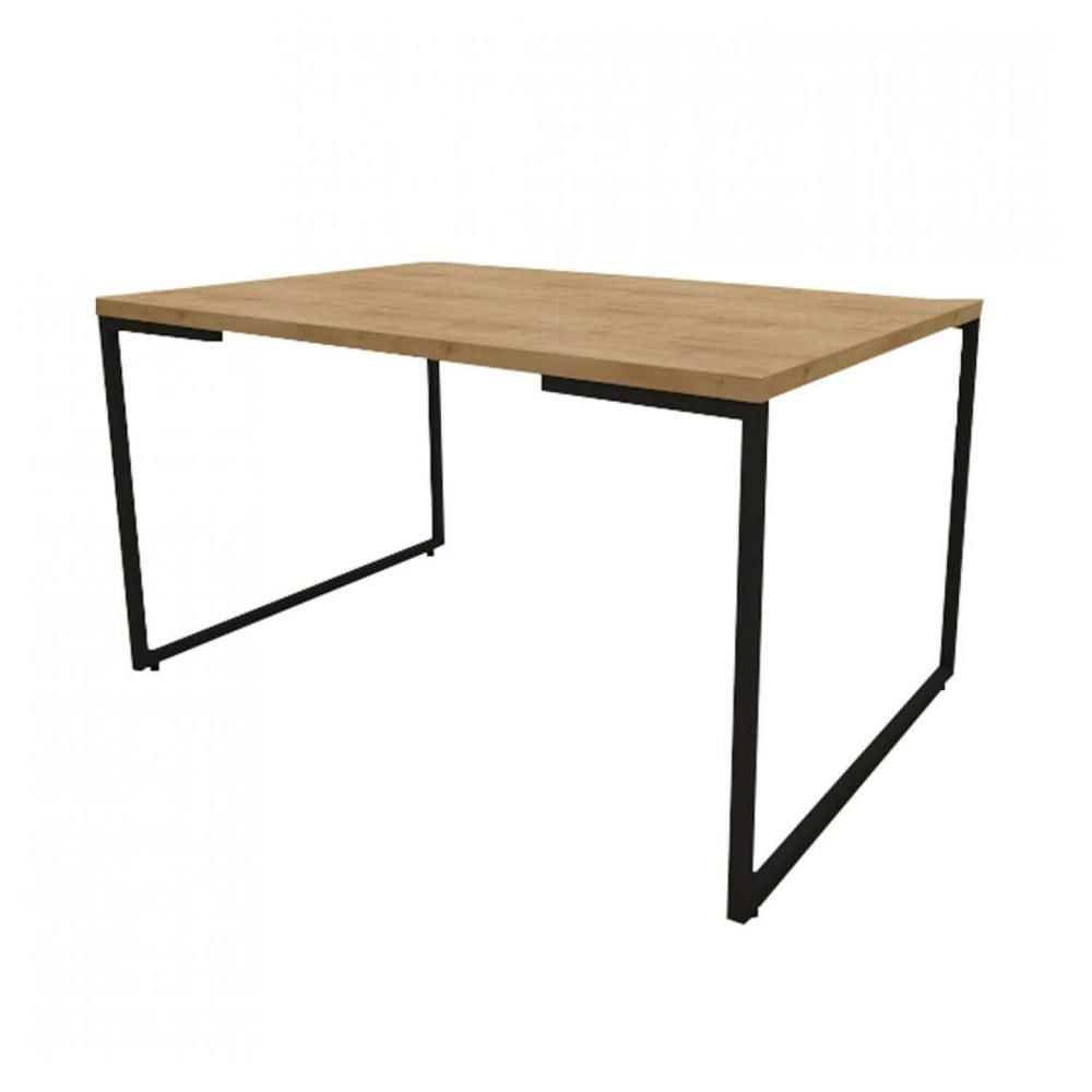 Miniatura Mesa de Jantar Industrial 6 Lugares Porto Espresso Móveis Natura/Preto Mesa de Jantar Tampo em BP de 30mm Porto Espresso Móveis Natura/Preto