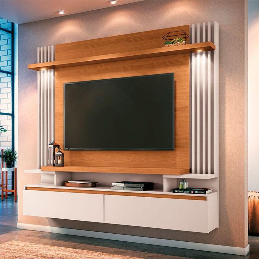 Painel Para Tv Home Suspenso Brasil Cinamomo Off White - Hb Móveis