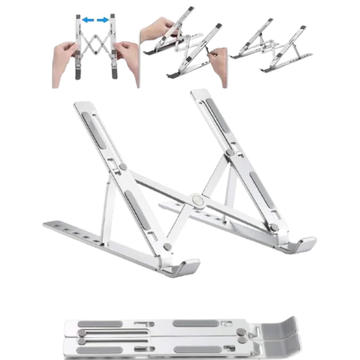 Miniatura Base Suporte Para Notebook Metal Ajustável Premium Cor Prata