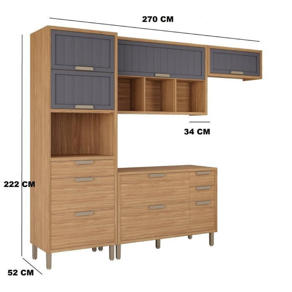 Miniatura Cozinha Modulada Compacta 4 peças 1 Nicho para Forno ou Micro-ondas Helen Yescasa Freijó/Titanium
