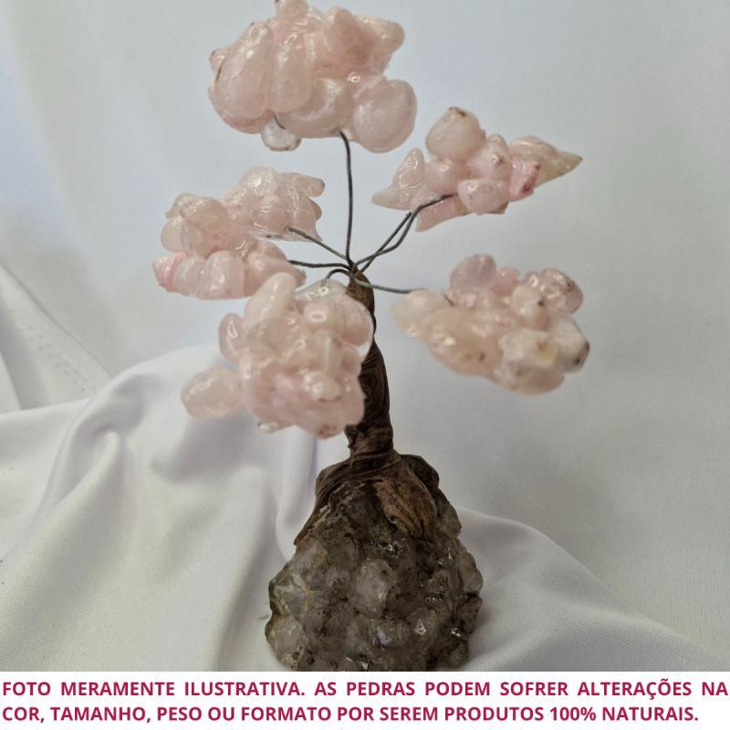 Miniatura Árvore De Pedra Natural Quartzo Rosa Rolada Presentes