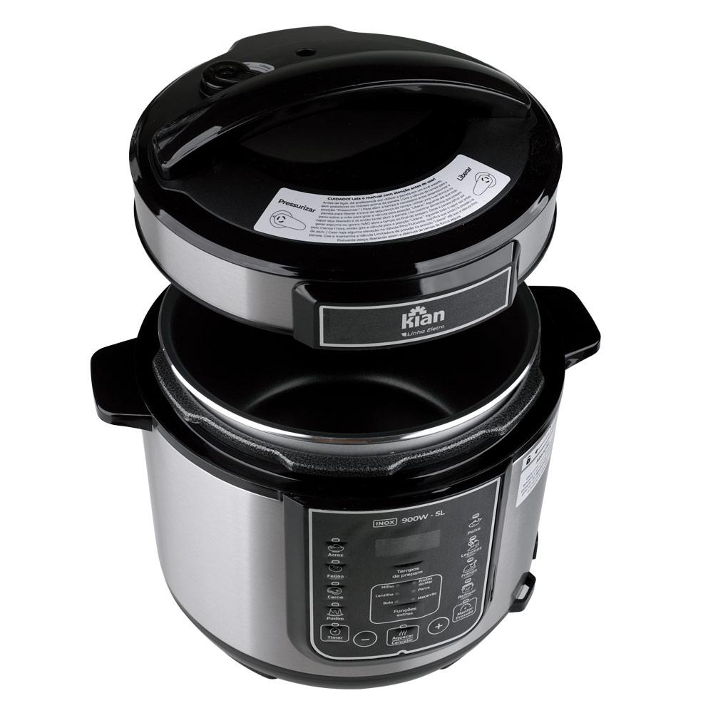 Miniatura Panela de Pressão Elétrica 5L Kian PPE-101 Preta com Prata 127V Preto - 127V