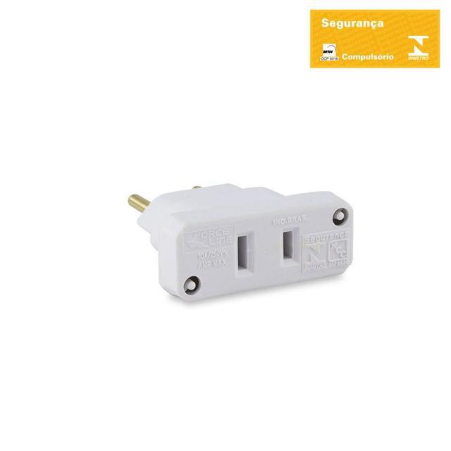 Miniatura Pino Adaptador Chato Para Tomada Branco Forceline