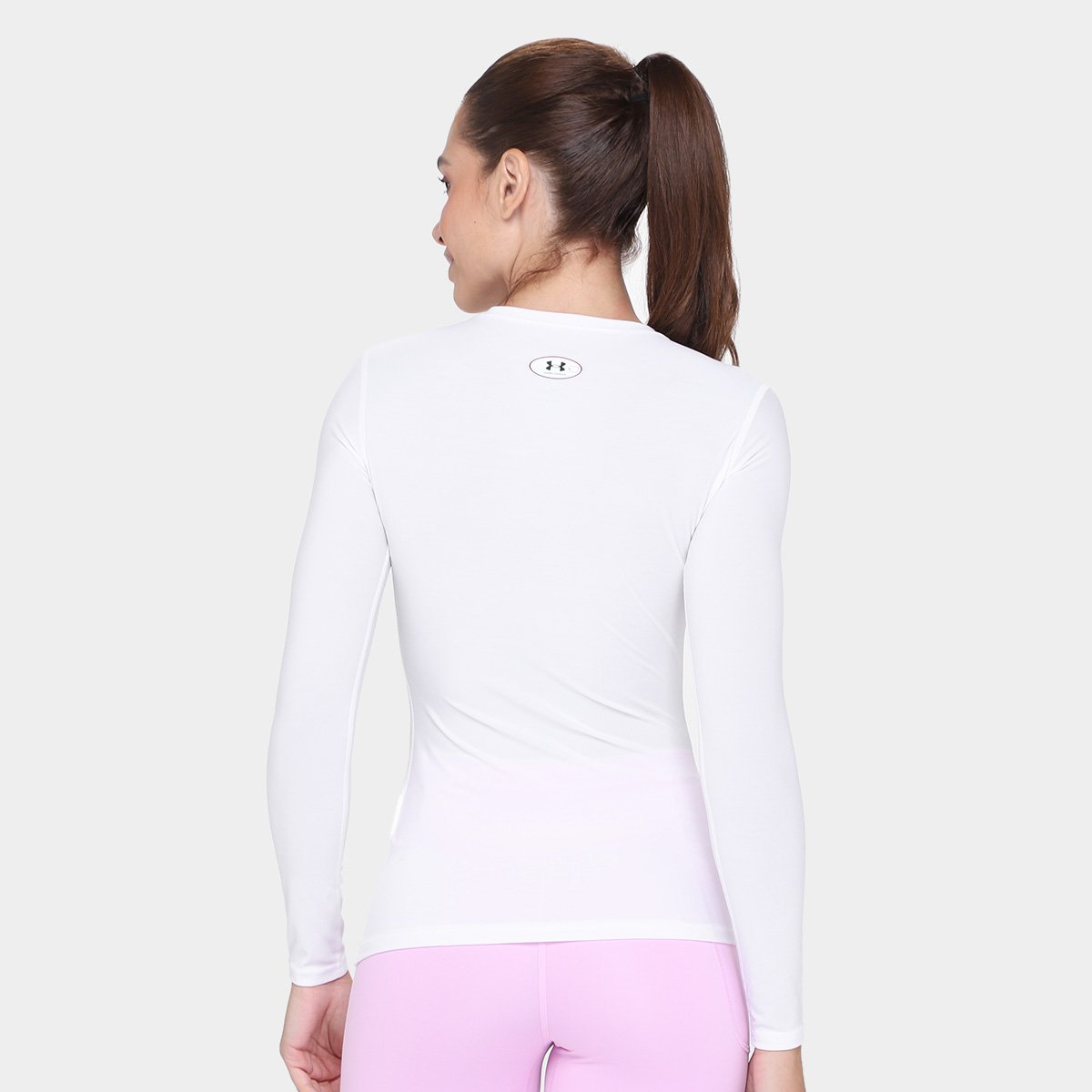 Miniatura Camiseta Under Armour Compressão Manga Longa Feminina Branco+Preto - G