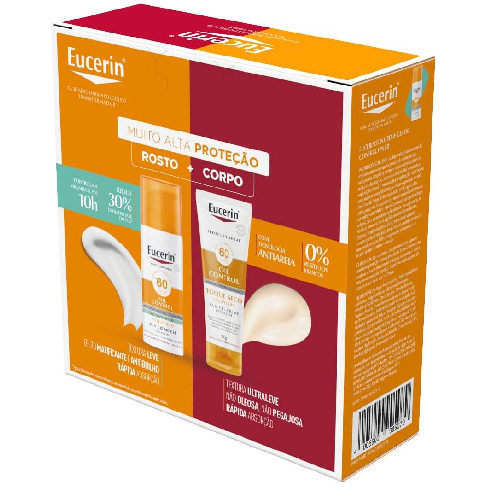 Miniatura Kit Eucerin Protetor Solar Facial Antioleosidade Fps60 52g Ganhe Protetor Solar Corporal Fps60 50g