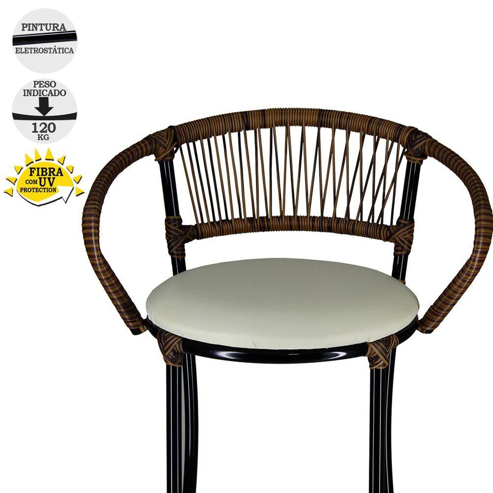 Miniatura 4 Banquetas Cancún Bar, Bancada Branco Gelo Argila