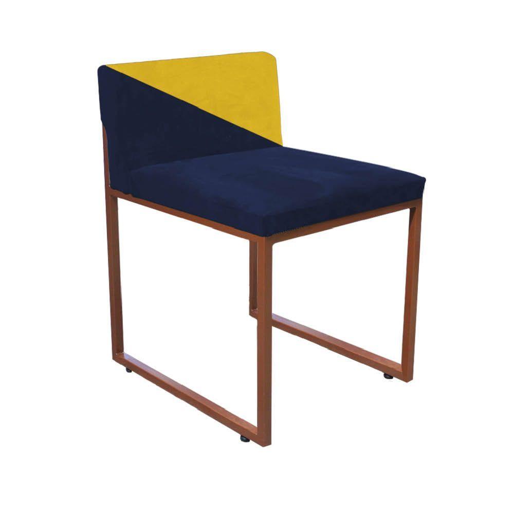 Miniatura Kit 03 Cadeira Lee Duo Sala De Jantar Ferro Bronze Corino Preto E Amarelo - Amey Decor