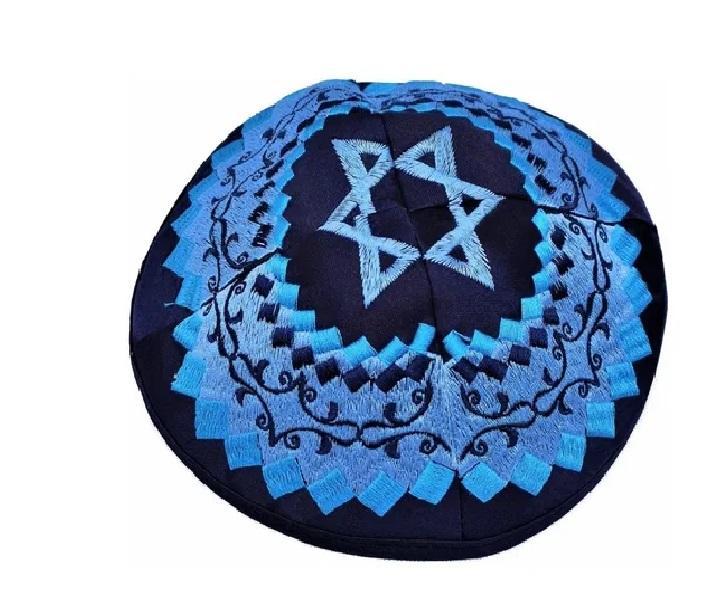 Miniatura Kipa Judaico Estrela De Davi Bordado - Original De Israel