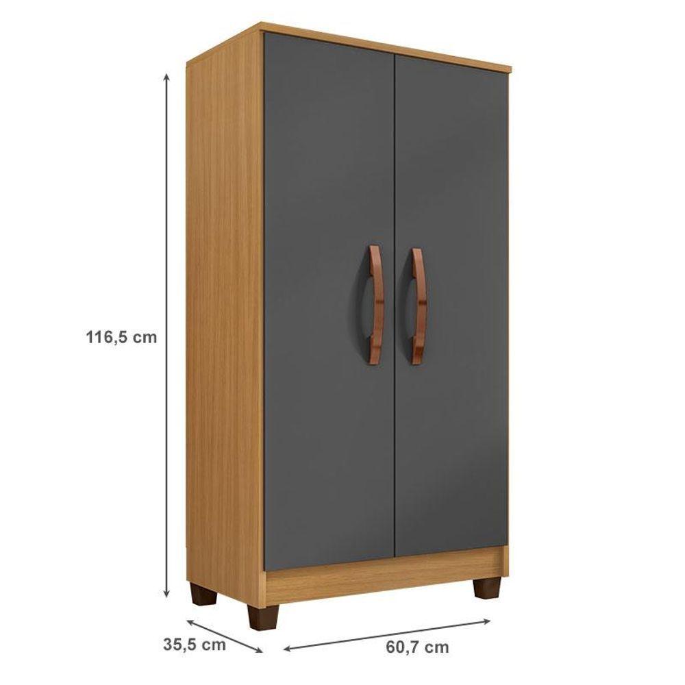 Miniatura Guarda Roupa Casal Imperial Com Armário Multiuso Recife E Cômoda Cannes Carvalho Americano Grafite