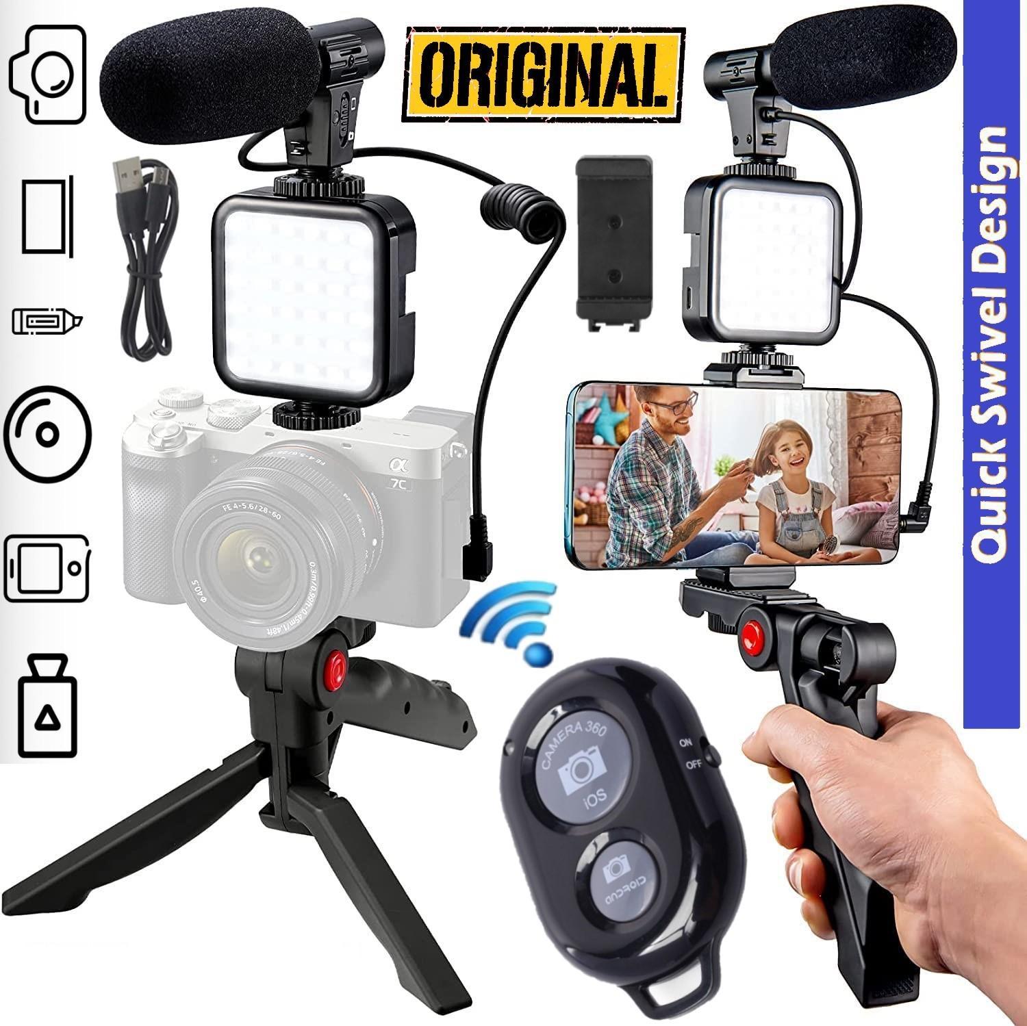 Miniatura Kit Acessórios Filmagem Suporte Celular Câmera Tripé Luz