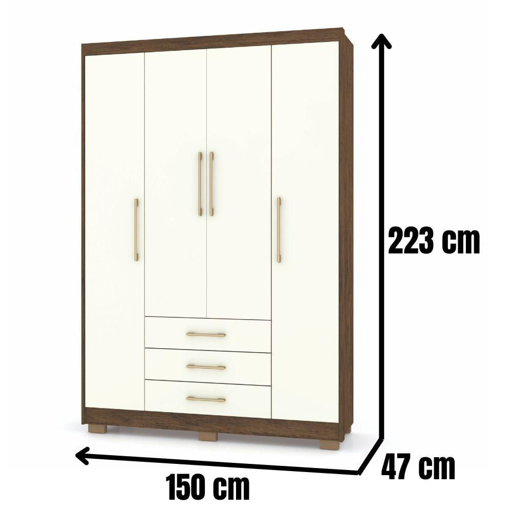 Miniatura Guarda Roupa Espanha 4 Portas Imbuia Champanhe Vila Rica
