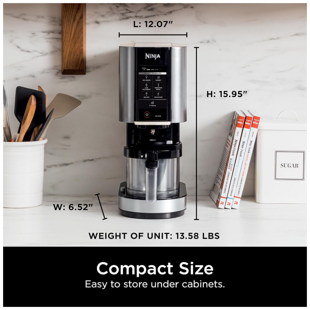 Ninja CREAMi Ice Cream Maker para Gelato, Adicionais, Milkshakes, Sorvete, Tigelas de Smoothie, 7 Programas com um Toque, com 2 Recipientes de 500ml