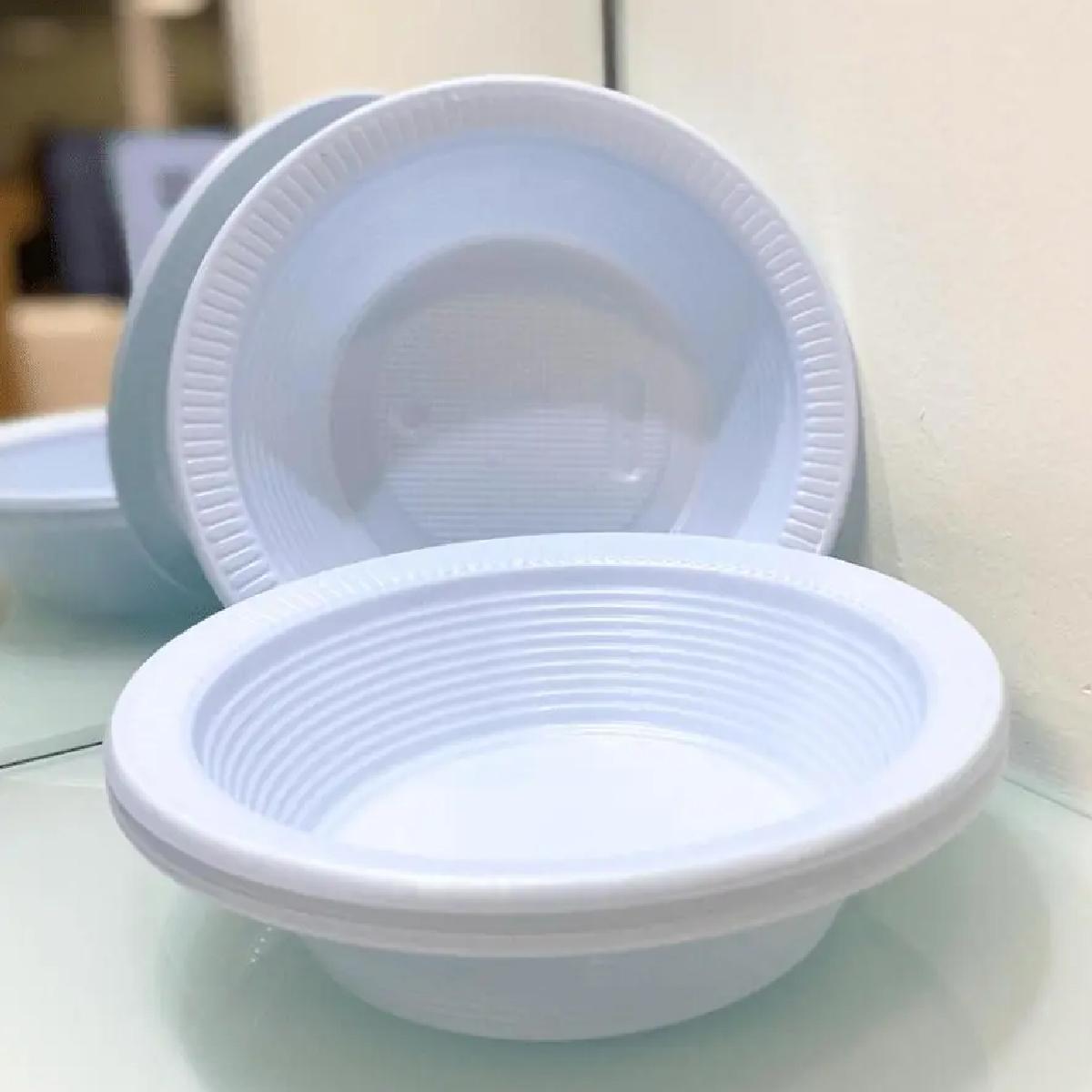 Miniatura Prato Descartável Cumbuca Fundo 15Cm Sobremesa C/100 Branco