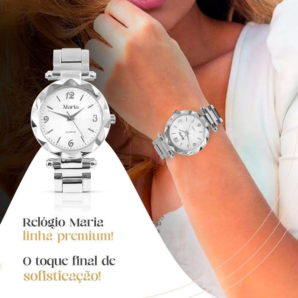 Miniatura Relogio Feminino Aço Prata + Caixa + Brincos Garantia Delicado Ajustavel Qualidade Premium Social