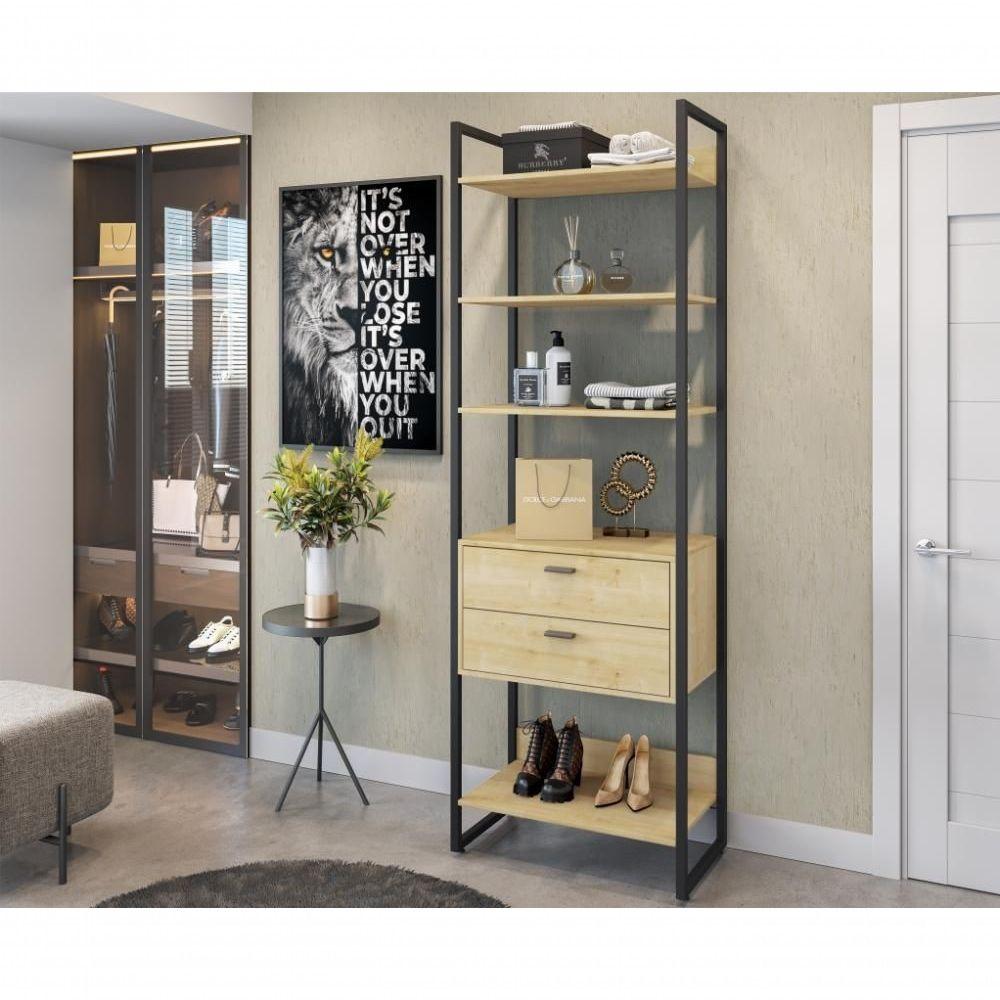 Roupeiro Cloe Com Gavetas Natura Preto