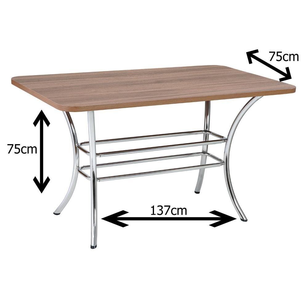 Miniatura Conjunto Sala de Jantar 1 Mesa 6 Cadeiras Giovana Fil Móveis Marrom/Cromado