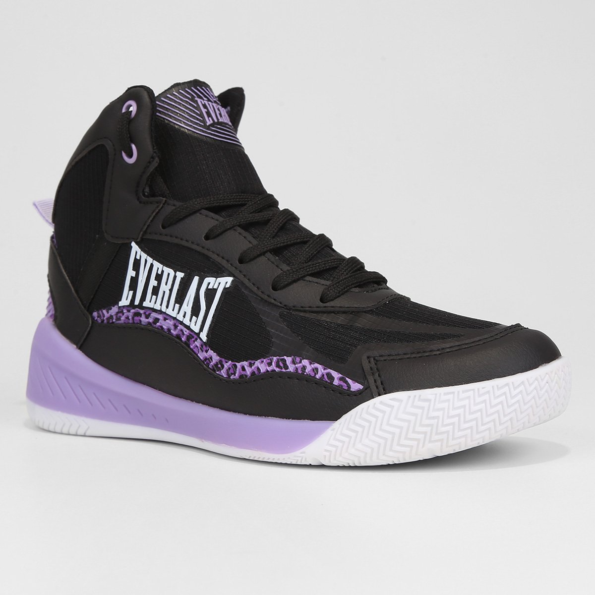 Miniatura Tênis Cano Alto Everlast Strike 3 Feminino Preto+Lilás - 34