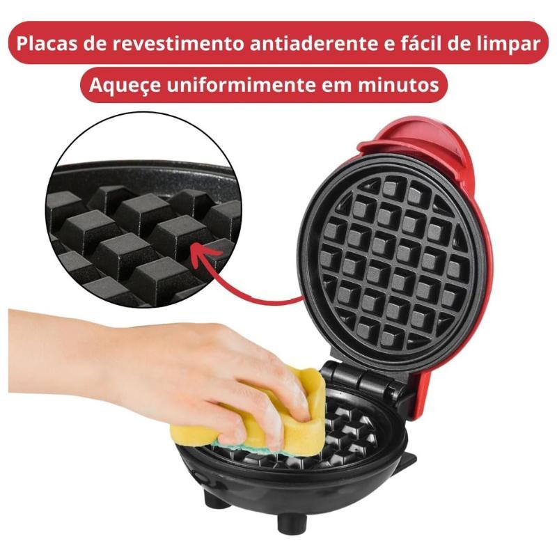Miniatura Mini Máquina Waffles Elétrica Casa Cozinha Fazer Waffle