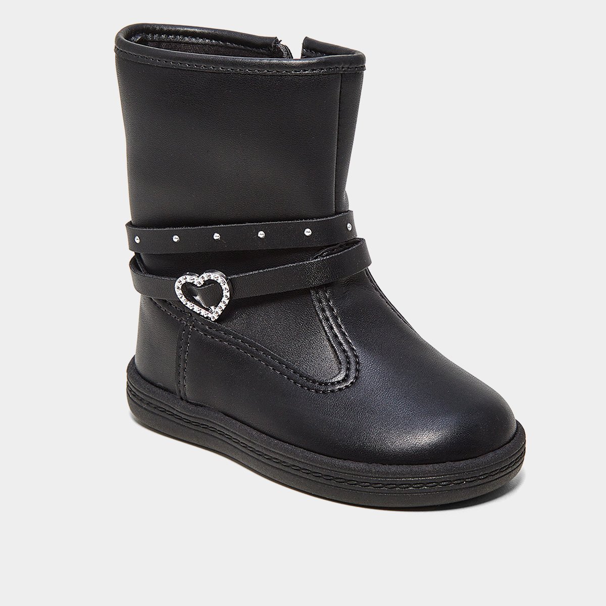 Miniatura Bota Infantil Molekinha Cano Médio 212721923580 Menina Preto - 20