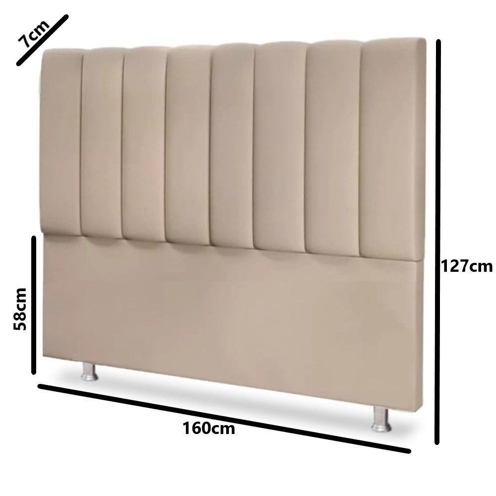 Miniatura Cabeceira Estofada Cama Box Queen Carla 160cm Veludo C Frame Cor:bege